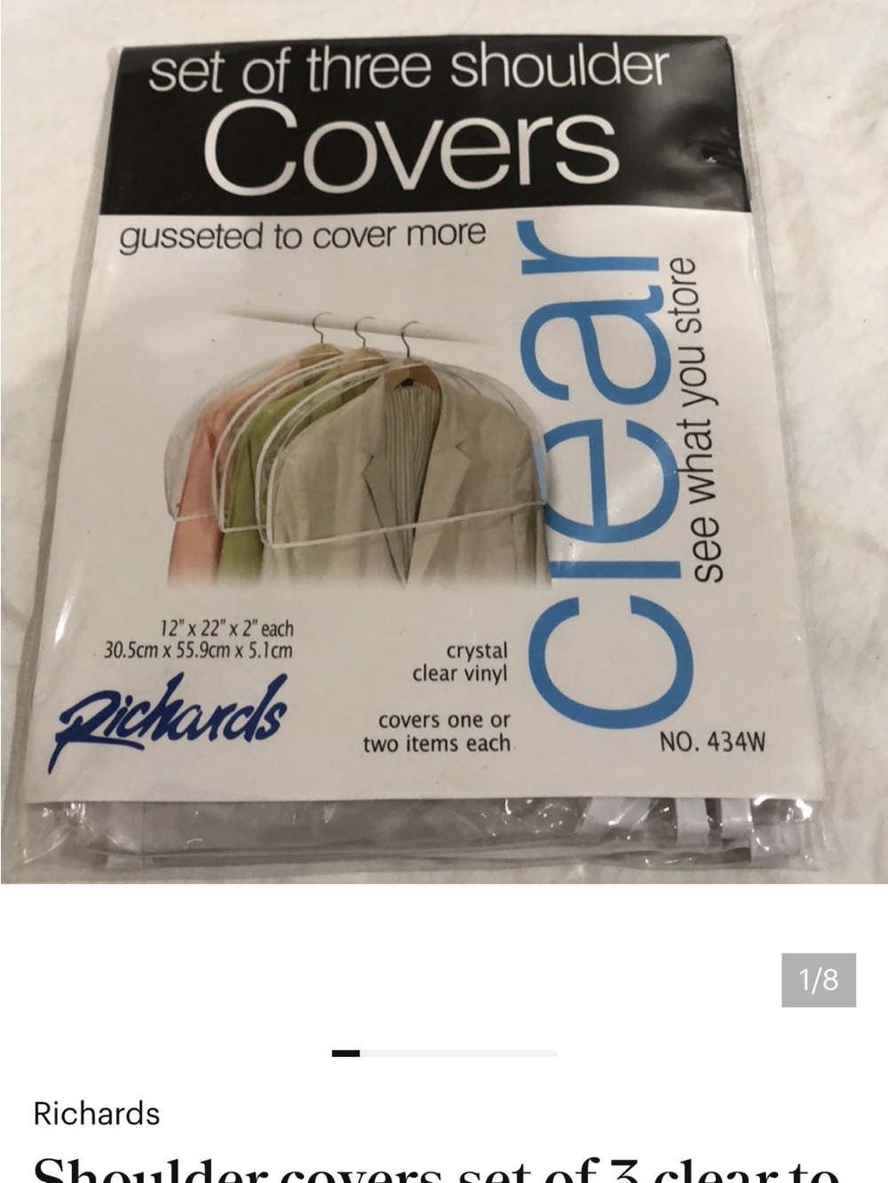R&M Richards Clear Vinyl Shoulder Covers Set of 3